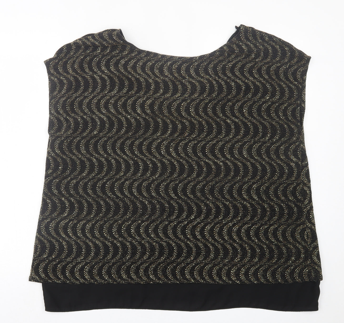 Belle Vere Womens Gold Geometric Polyester Basic T-Shirt Size 22 Crew Neck