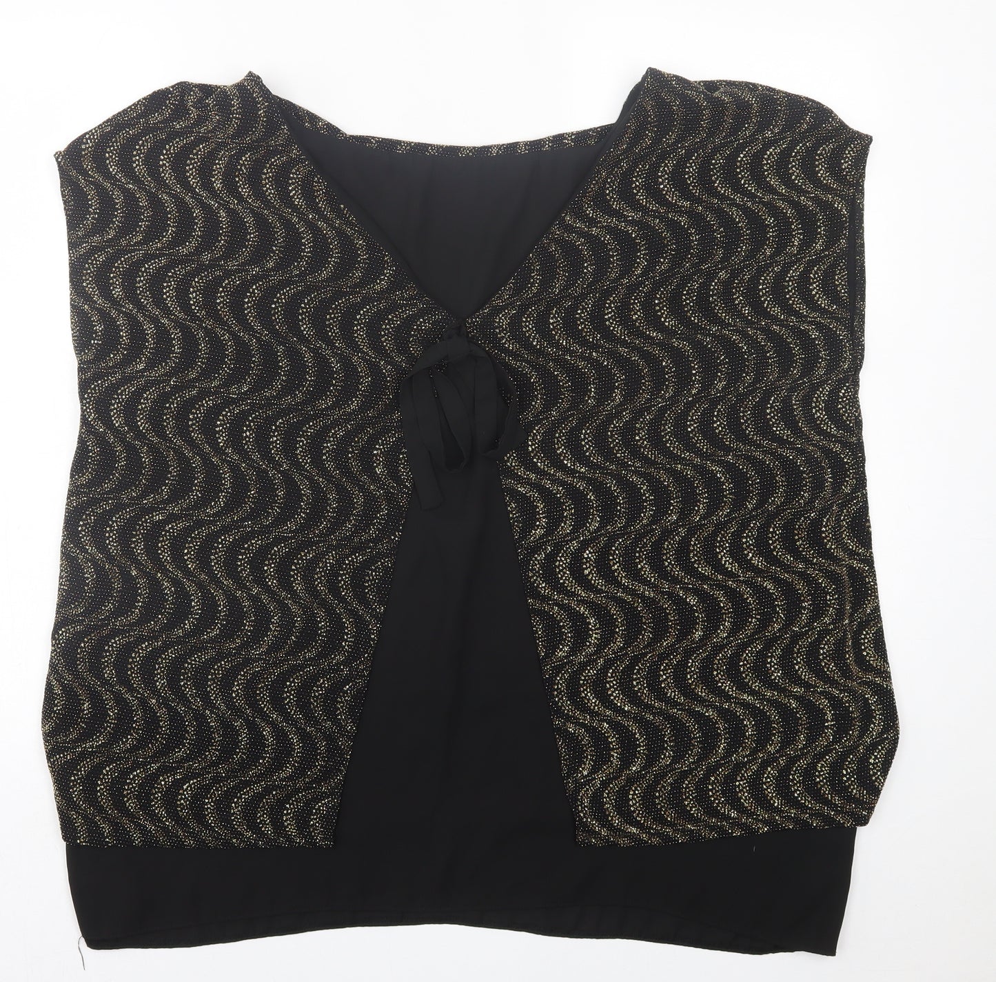 Belle Vere Womens Gold Geometric Polyester Basic T-Shirt Size 22 Crew Neck