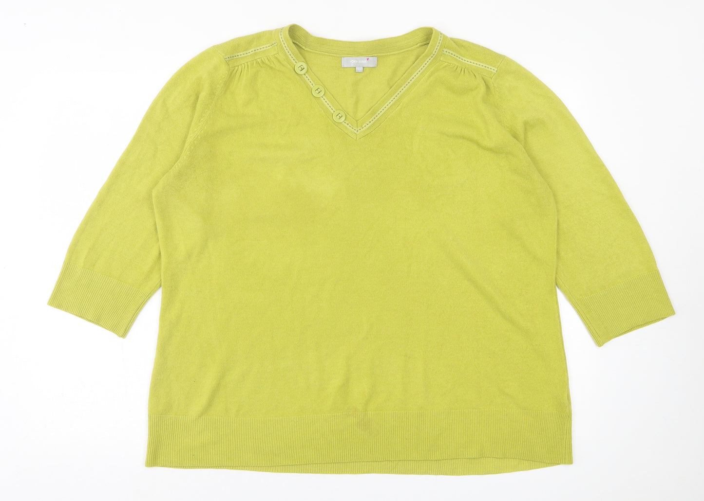 Per Una Womens Green V-Neck  Acrylic Pullover Jumper Size 22