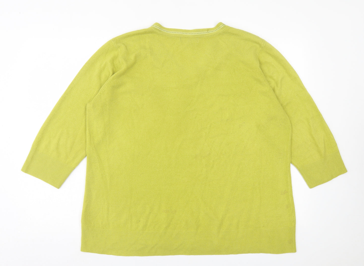 Per Una Womens Green V-Neck  Acrylic Pullover Jumper Size 22