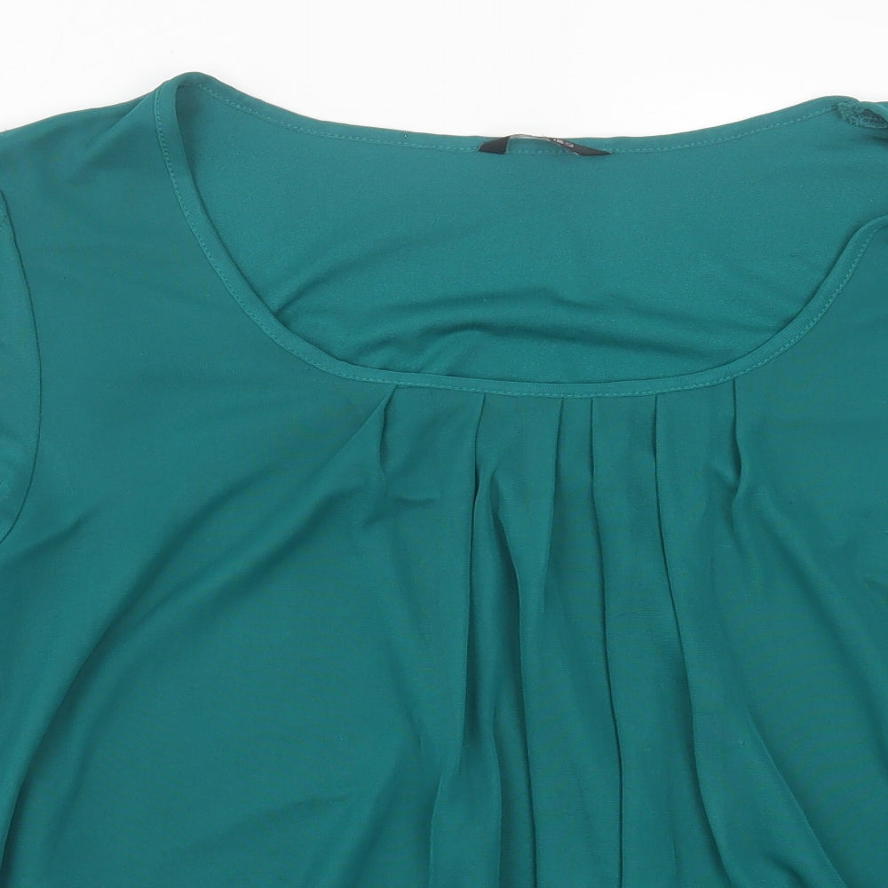 Dunnes Stores Womens Green  Polyester Basic Blouse Size 18 Square Neck