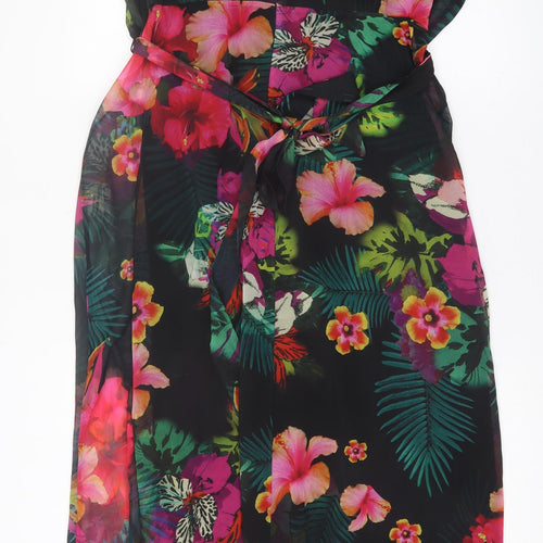 Wallis Womens Multicoloured Floral Polyester A-Line  Size 16  Crew Neck Button