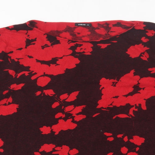 Roman Womens Red Crew Neck Floral Polyamide Pullover Jumper Size 20