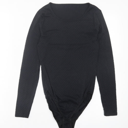 St.Micheal Womens Black  Nylon Bodysuit One-Piece Size 12  Button