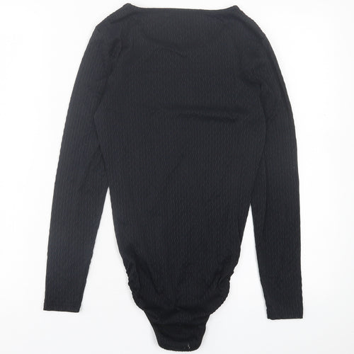St.Micheal Womens Black  Nylon Bodysuit One-Piece Size 12  Button