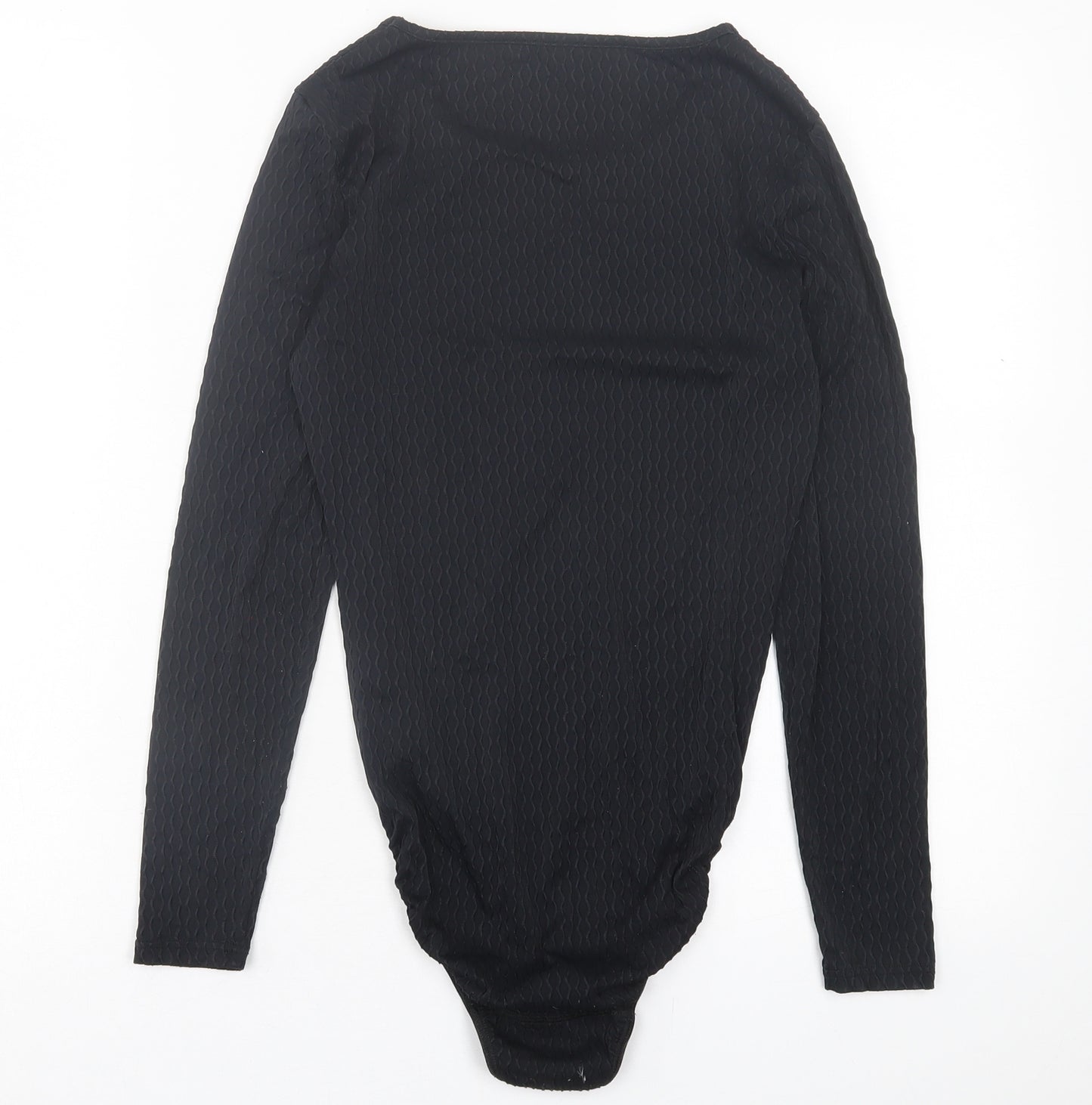 St.Micheal Womens Black  Nylon Bodysuit One-Piece Size 12  Button