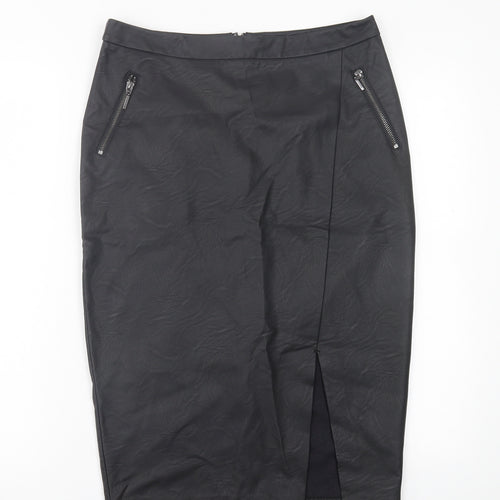 Coast Womens Black  Polyurethane Straight & Pencil Skirt Size 12   Zip