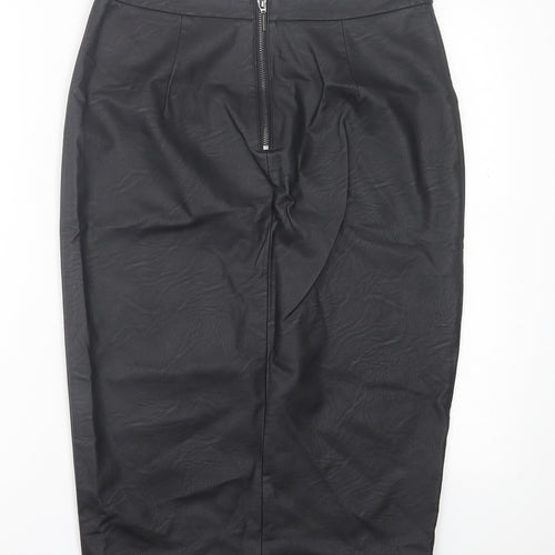 Coast Womens Black  Polyurethane Straight & Pencil Skirt Size 12   Zip