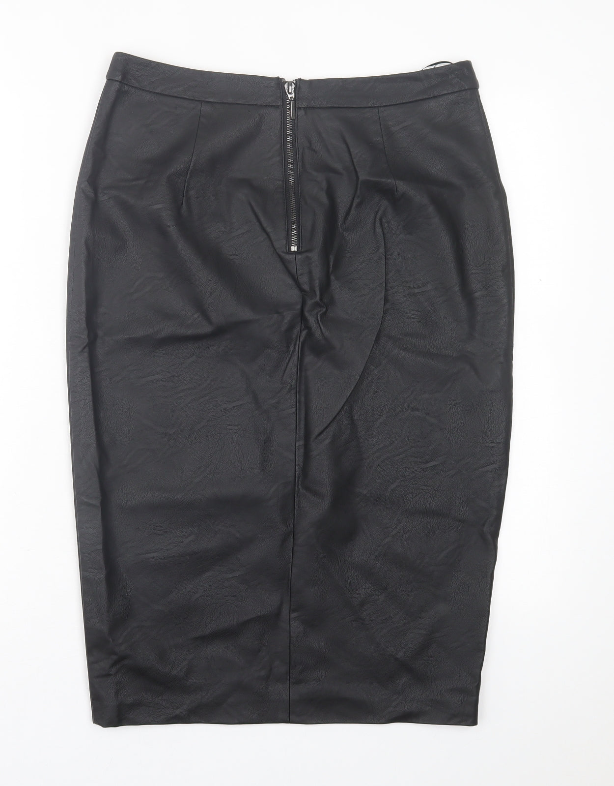 Coast Womens Black  Polyurethane Straight & Pencil Skirt Size 12   Zip