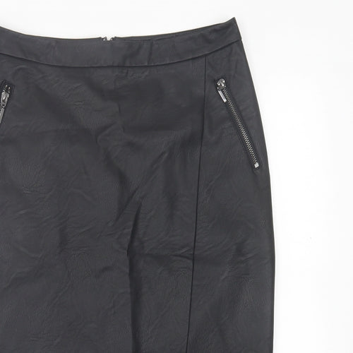 Coast Womens Black  Polyurethane Straight & Pencil Skirt Size 12   Zip