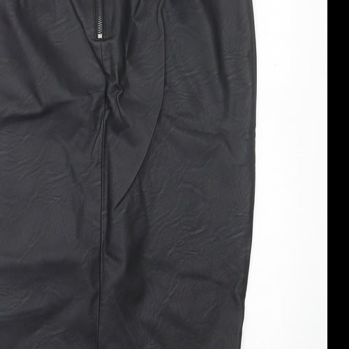 Coast Womens Black  Polyurethane Straight & Pencil Skirt Size 12   Zip