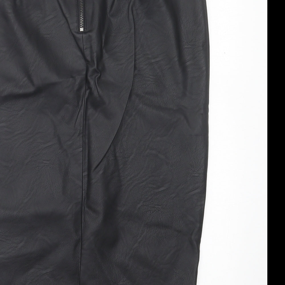 Coast Womens Black  Polyurethane Straight & Pencil Skirt Size 12   Zip