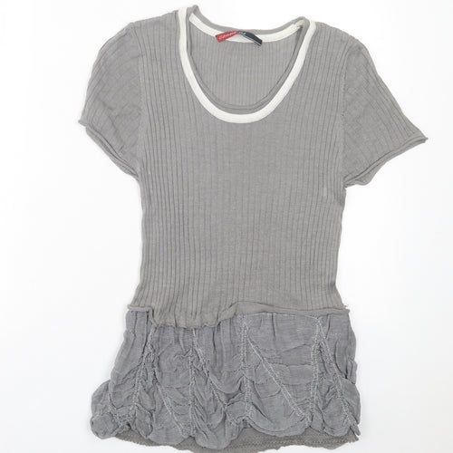 camela me Womens Grey  Viscose Basic T-Shirt Size XL Scoop Neck