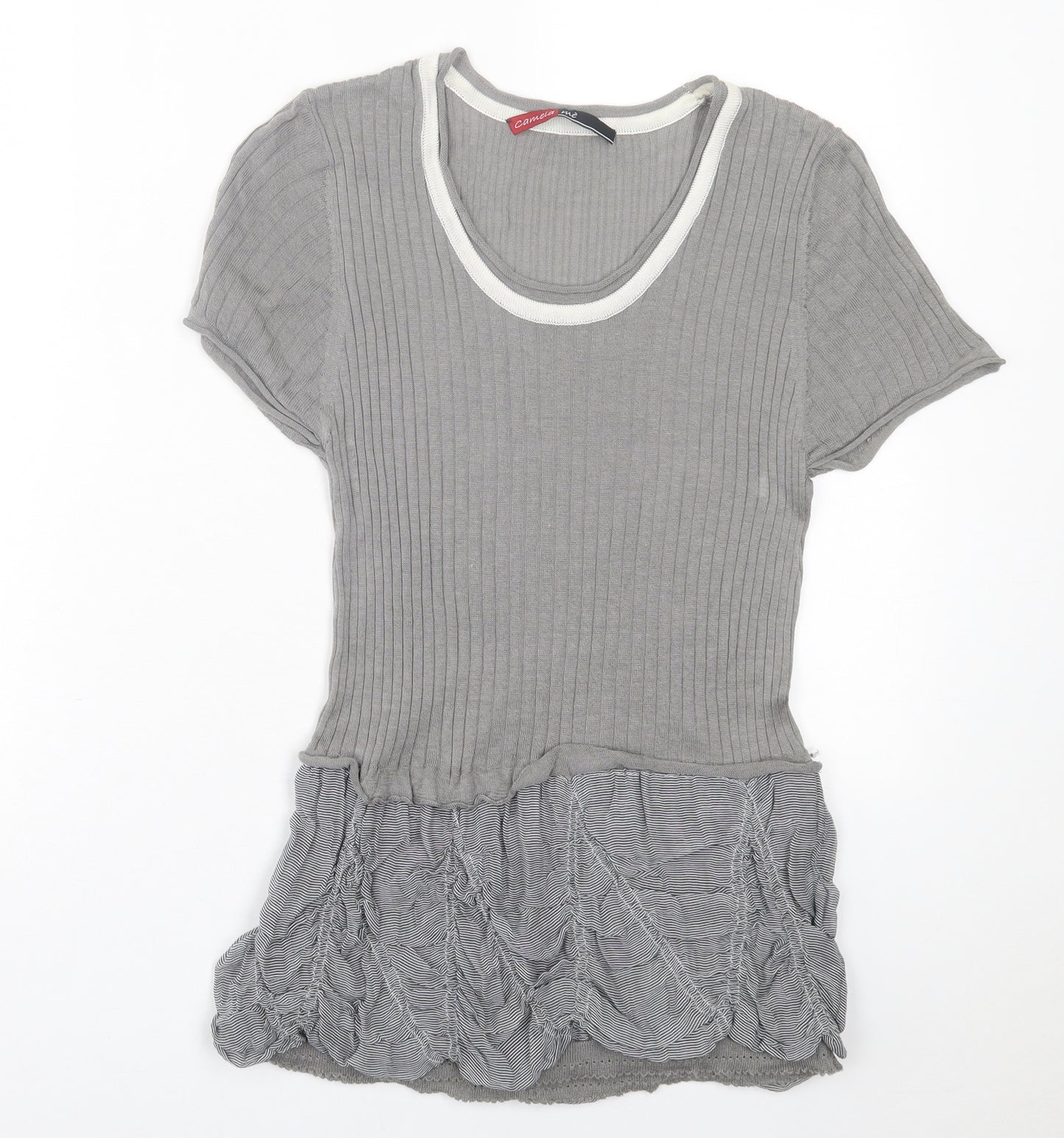 camela me Womens Grey  Viscose Basic T-Shirt Size XL Scoop Neck
