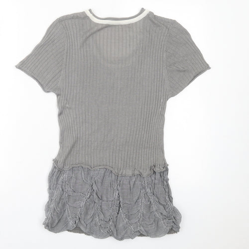 camela me Womens Grey  Viscose Basic T-Shirt Size XL Scoop Neck