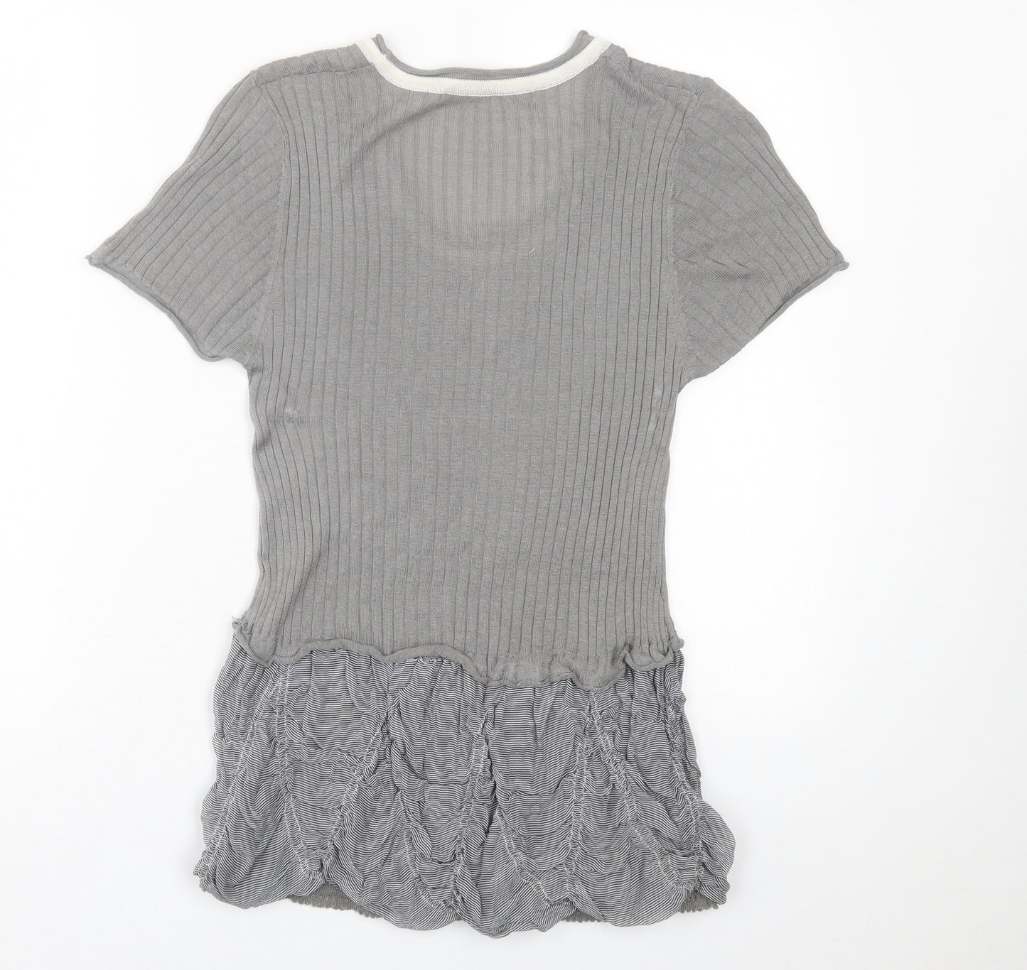 camela me Womens Grey  Viscose Basic T-Shirt Size XL Scoop Neck