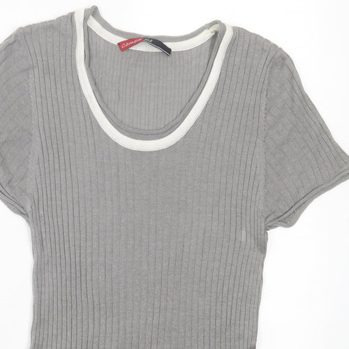 camela me Womens Grey  Viscose Basic T-Shirt Size XL Scoop Neck