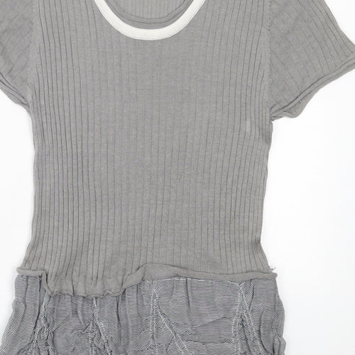camela me Womens Grey  Viscose Basic T-Shirt Size XL Scoop Neck