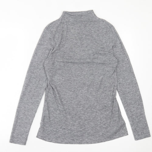 River Island Womens Grey  Polyester Basic T-Shirt Size 14 High Neck