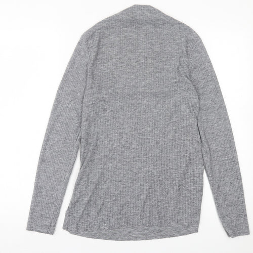 River Island Womens Grey  Polyester Basic T-Shirt Size 14 High Neck