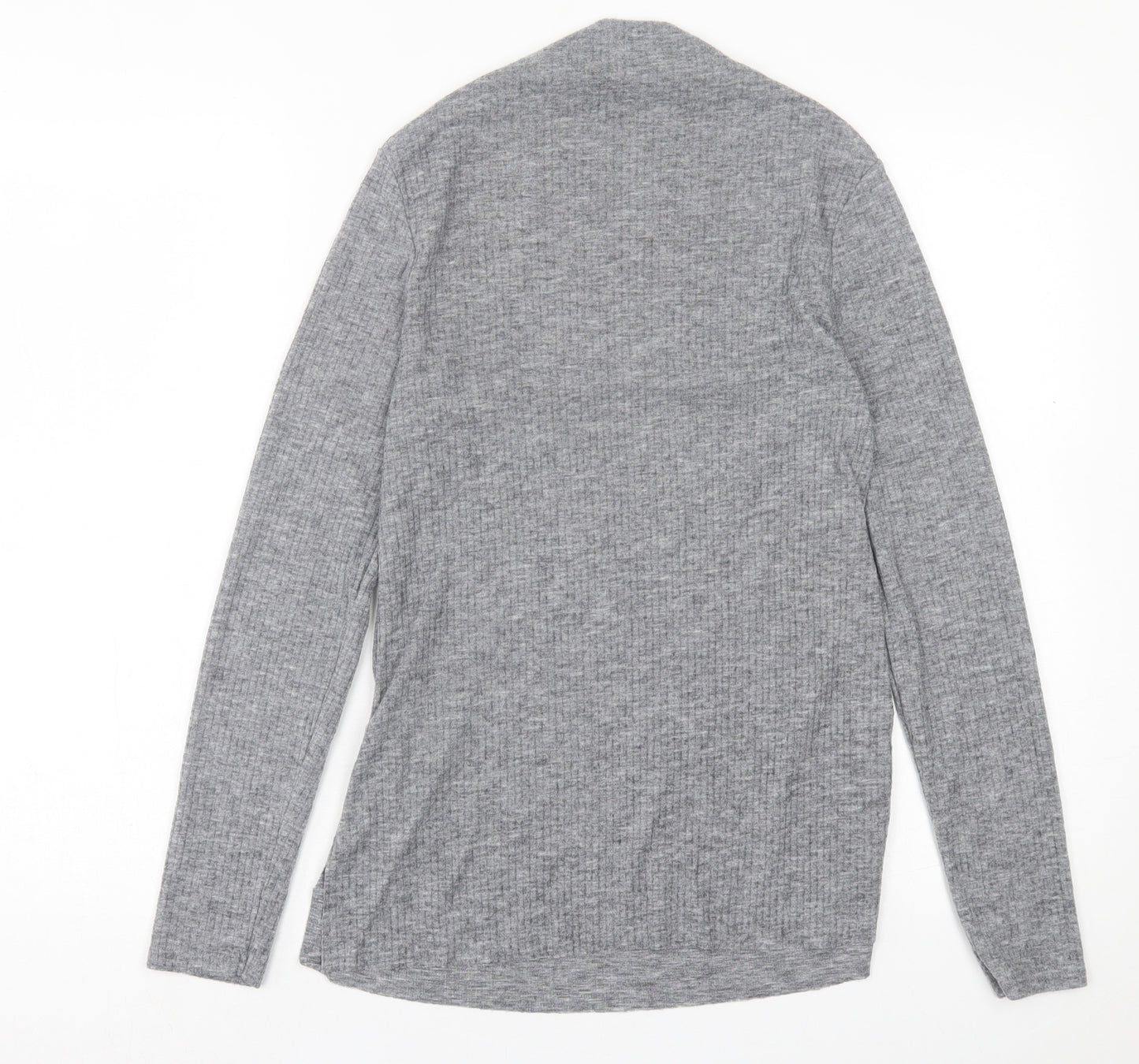 River Island Womens Grey  Polyester Basic T-Shirt Size 14 High Neck