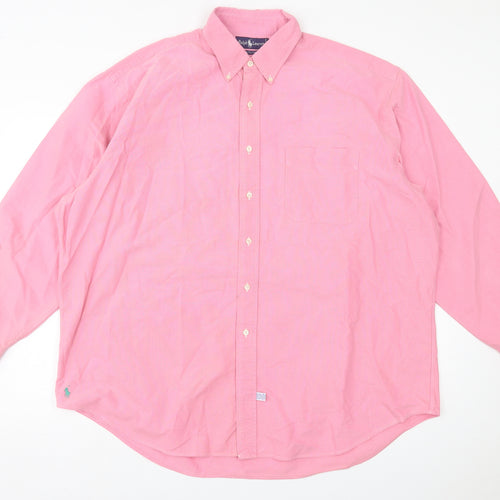 Ralph Lauren Mens Pink  Cotton  Button-Up Size XL Collared Button