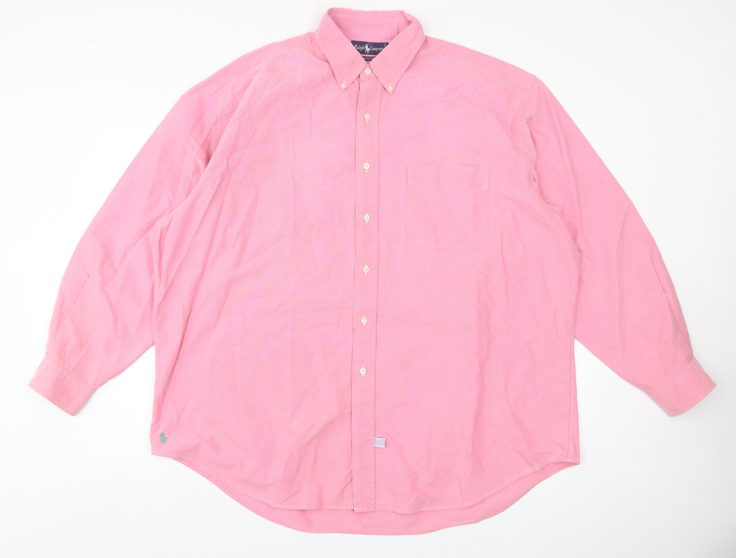 Ralph Lauren Mens Pink  Cotton  Button-Up Size XL Collared Button