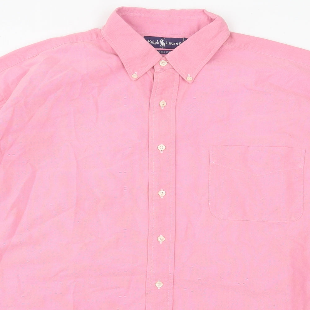 Ralph Lauren Mens Pink  Cotton  Button-Up Size XL Collared Button