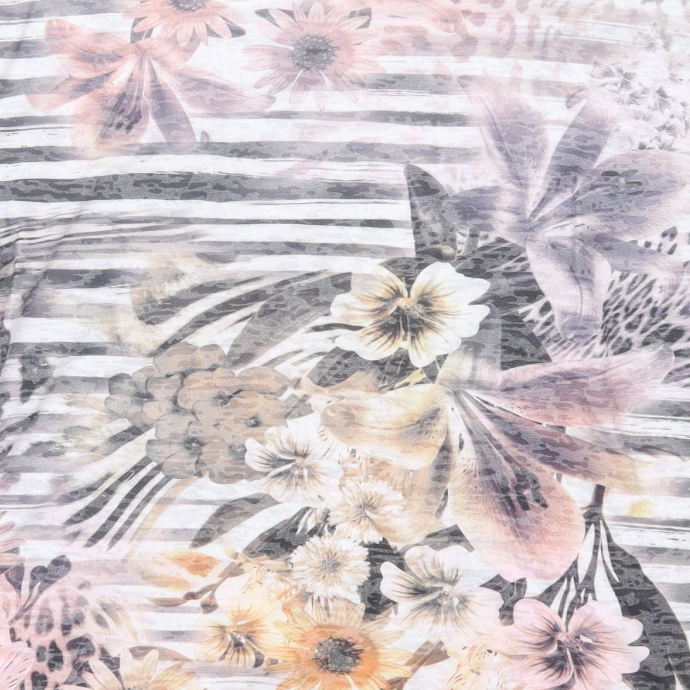 Paramour Womens Multicoloured Geometric Polyester Basic T-Shirt Size M Crew Neck