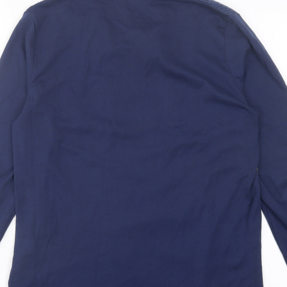 Bagoraz Womens Blue Geometric Polyester Basic T-Shirt Size L High Neck