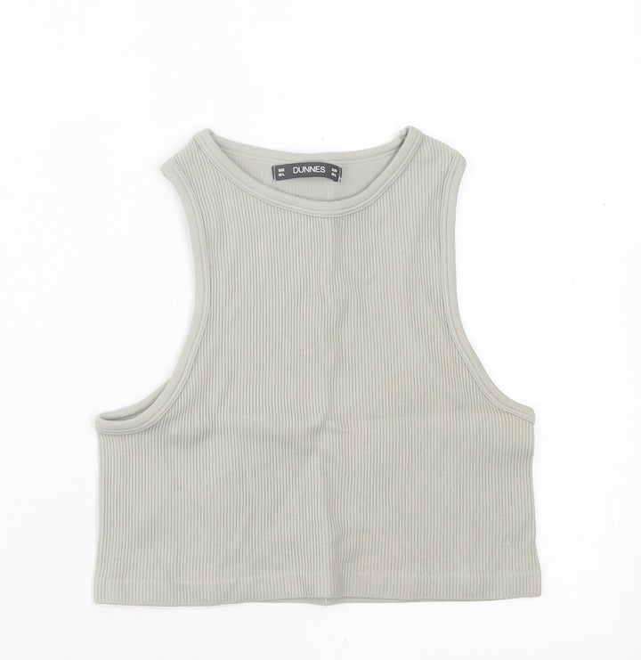 Dunnes Stores Womens Green  Nylon Cropped Tank Size M Crew Neck