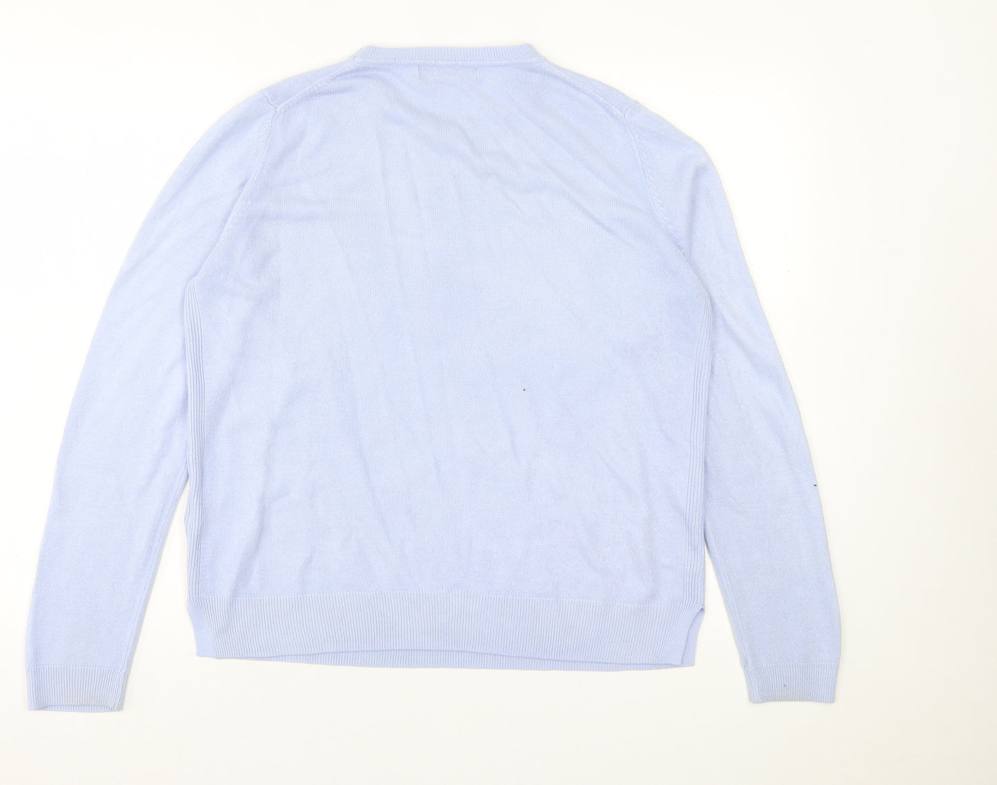 Marks and Spencer Womens Blue Crew Neck  Acrylic Pullover Jumper Size 14