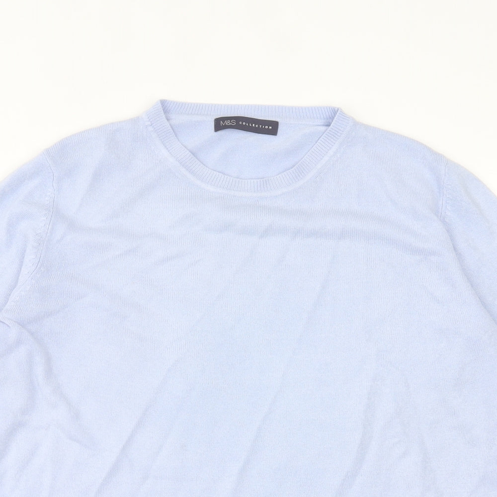 Marks and Spencer Womens Blue Crew Neck  Acrylic Pullover Jumper Size 14