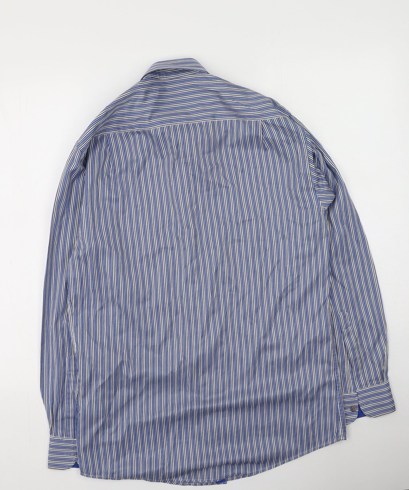 Daniel Grahame  Mens Blue Striped Polyester  Button-Up Size M Collared