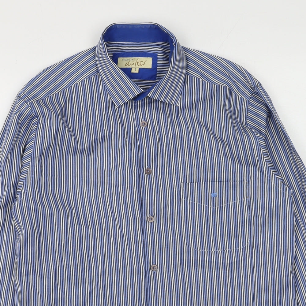 Daniel Grahame  Mens Blue Striped Polyester  Button-Up Size M Collared