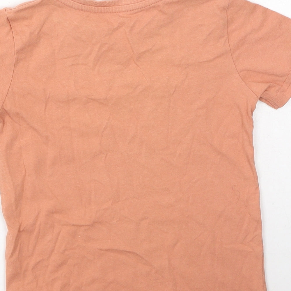 Dunnes Stores Boys Orange  Cotton Basic Casual Size 4-5 Years Round Neck