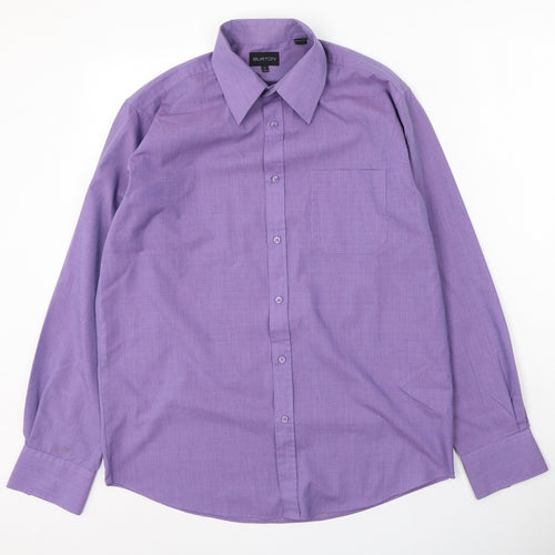 Burton Mens Purple  Polyester  Button-Up Size 38 Collared