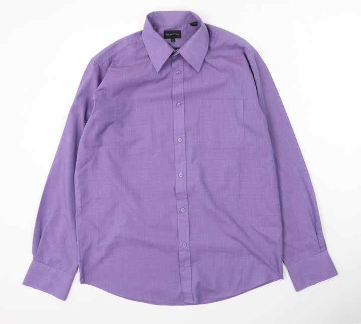 Burton Mens Purple  Polyester  Button-Up Size 38 Collared