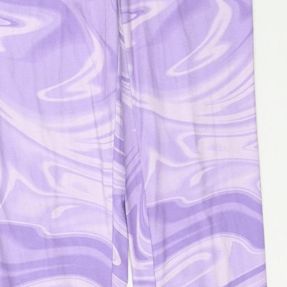 H&M Girls Purple Geometric Polyester Jegging Trousers Size 12-13 Years  Regular