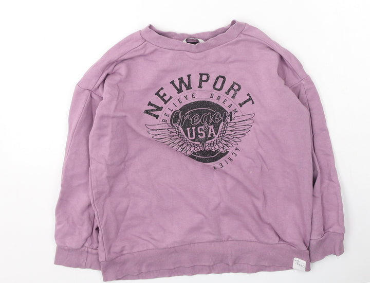 George Girls Purple Cotton Pullover Sweatshirt Size 7-8 Years