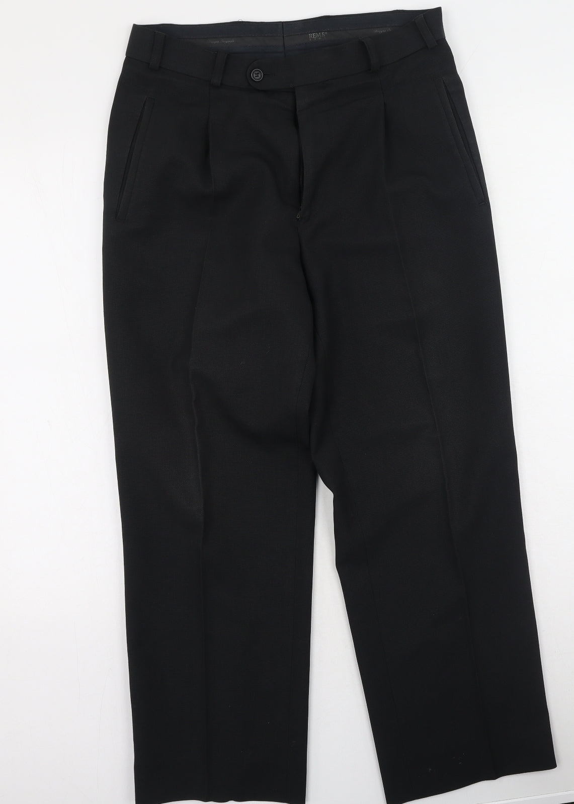 REMUS Mens Black  Polyester Trousers  Size 34 in L26 in Regular