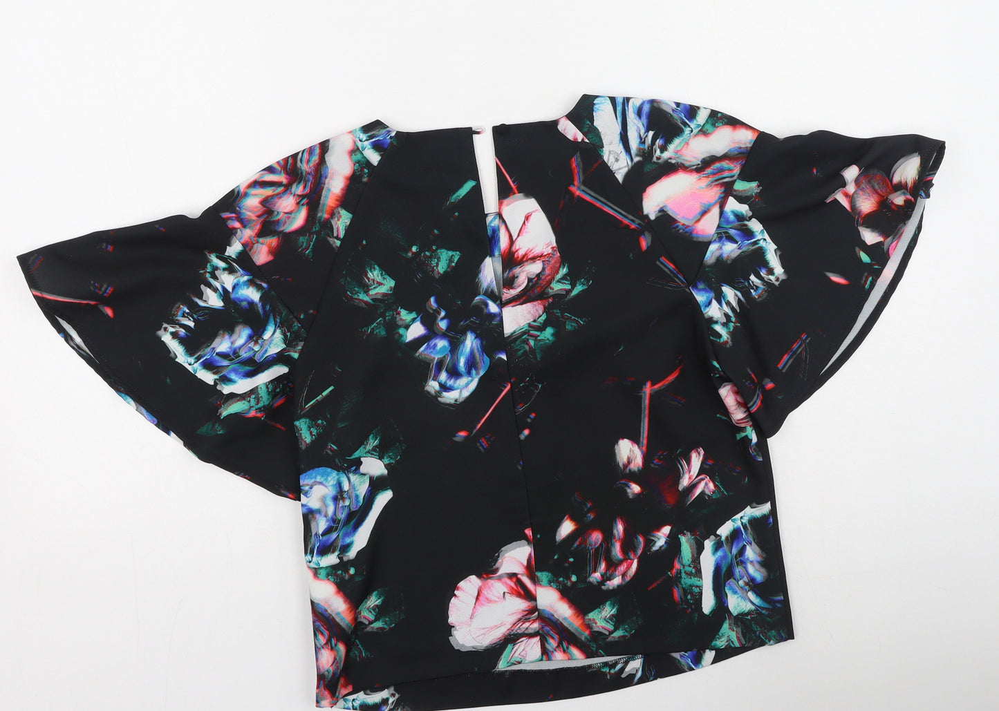 Warehouse Womens Multicoloured Floral Polyester Basic Blouse Size 10 Round Neck