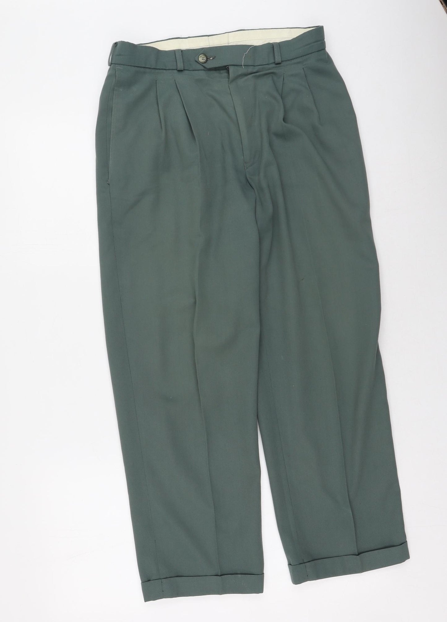BHS Mens Green  Polyester Trousers  Size 30 in L28 in Regular