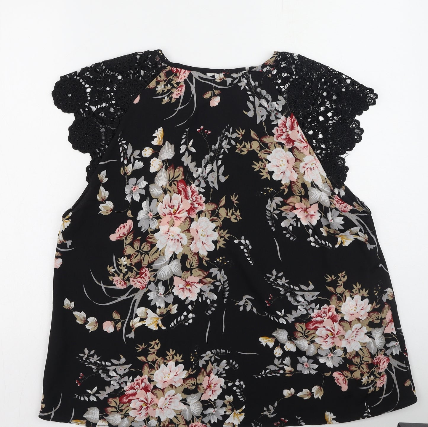 SheIn Womens Multicoloured Floral Polyester Basic Blouse Size XL V-Neck