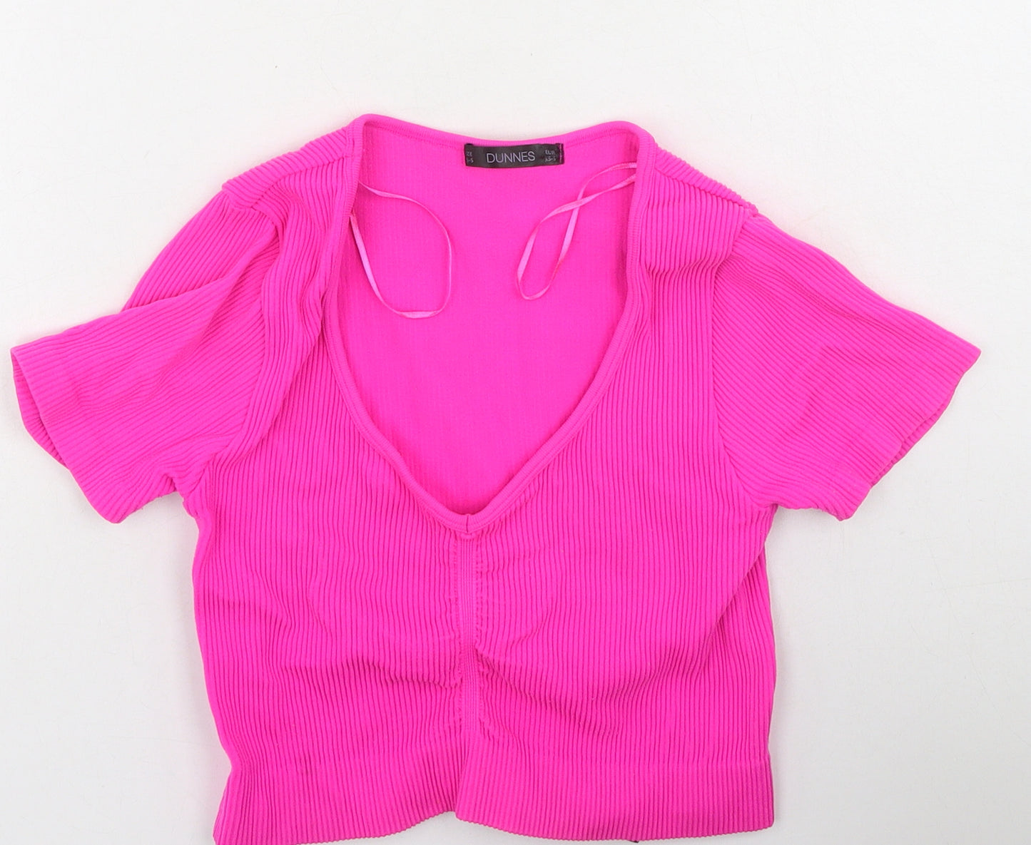 Dunnes Stores Womens Pink  Polyamide Basic T-Shirt Size XS V-Neck