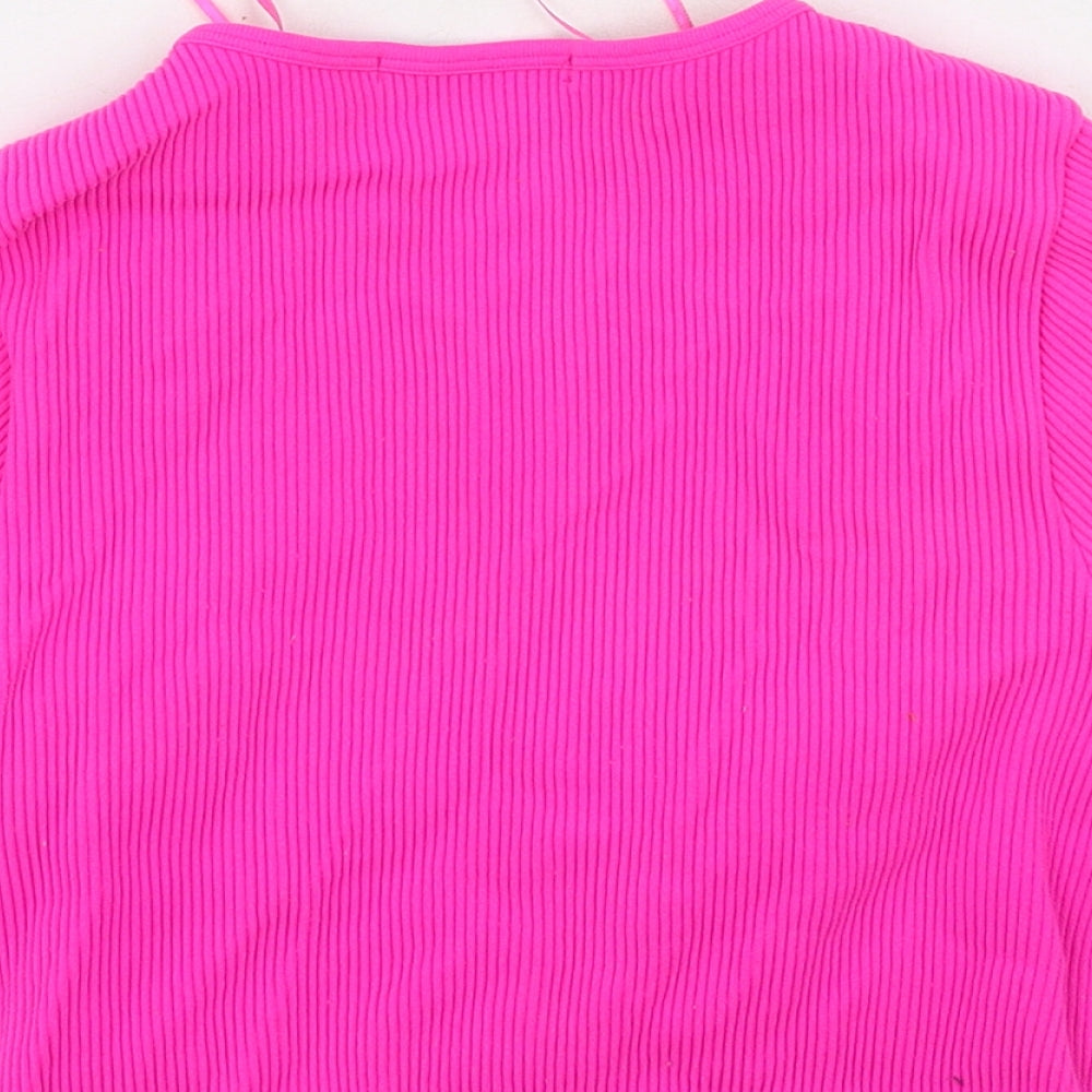 Dunnes Stores Womens Pink  Polyamide Basic T-Shirt Size XS V-Neck