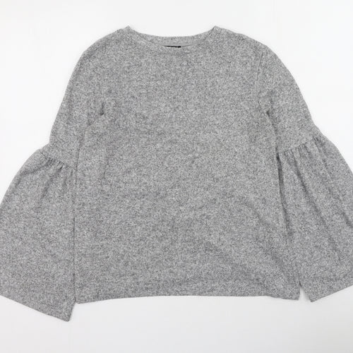 Zara Womens Grey Round Neck  Viscose Pullover Jumper Size S