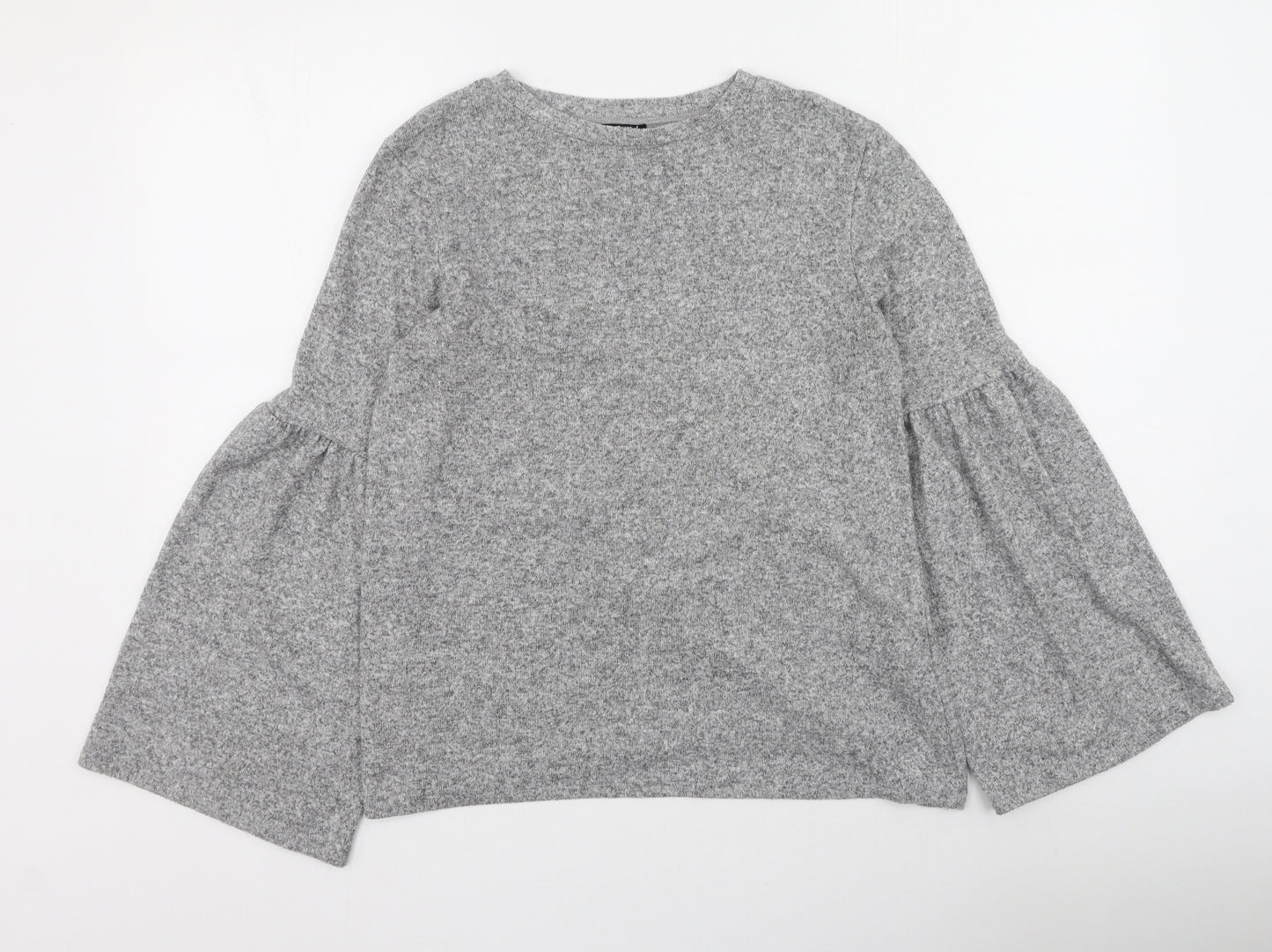 Zara Womens Grey Round Neck  Viscose Pullover Jumper Size S