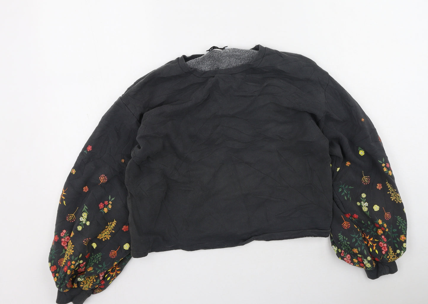 Zara Womens Multicoloured Floral Cotton Pullover Sweatshirt Size XS
