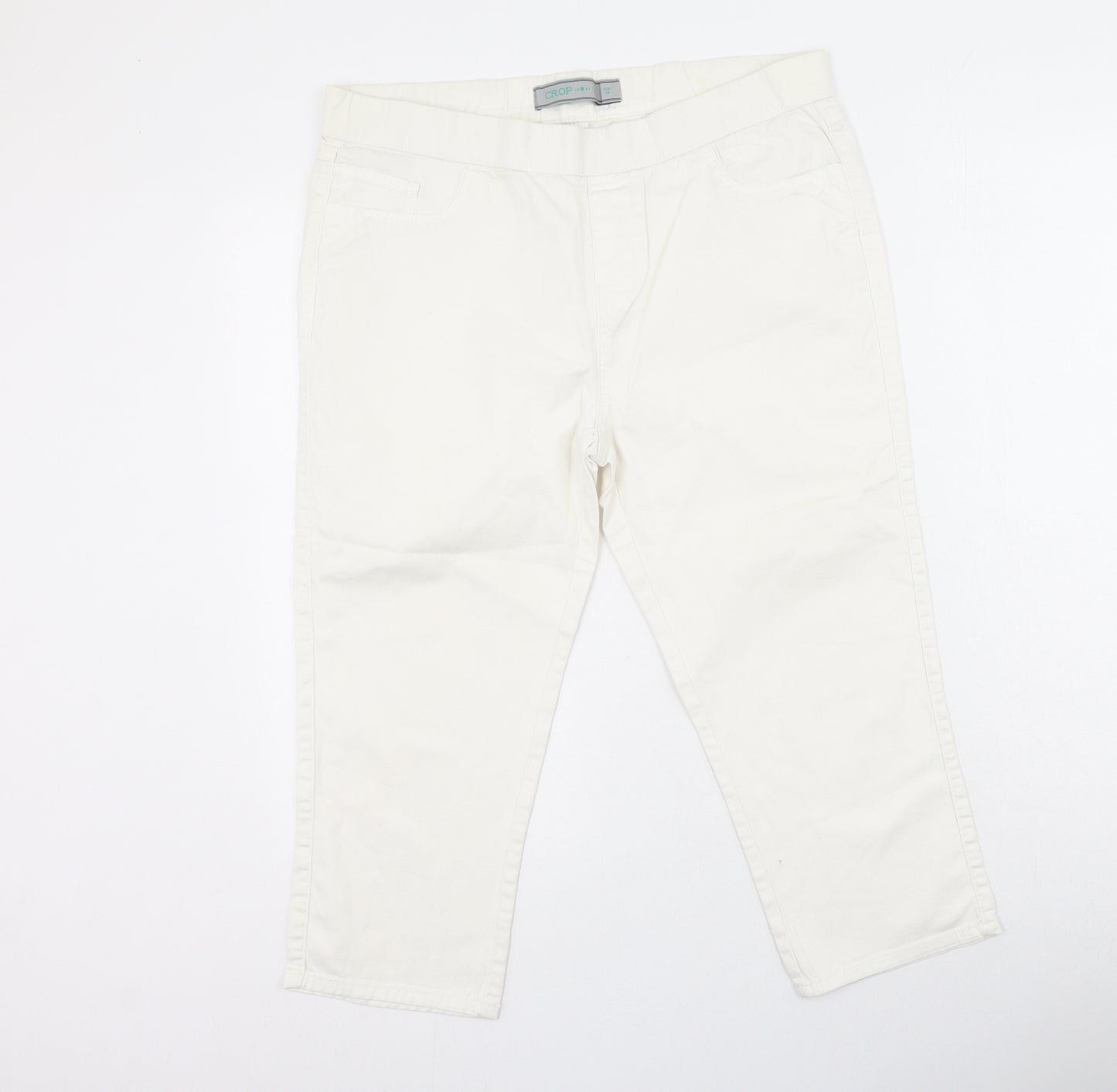 Dunnes Stores Womens White  Cotton Cropped Jeans Size 16 L25 in Regular